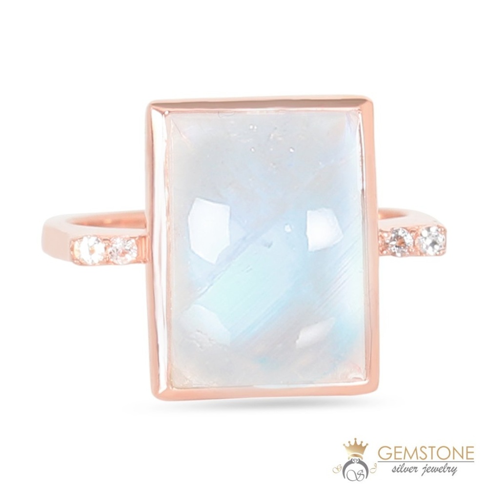 14K ROSE GOLD VERMEIL MOONSTONE RING - ESSENCE